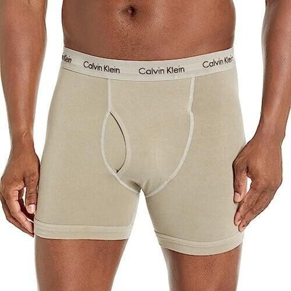 Calvin Klein Men's Sz Large Olive/Green Cotton Stretch Mineral Dye Boxer Briefs - Picture 1 of 6